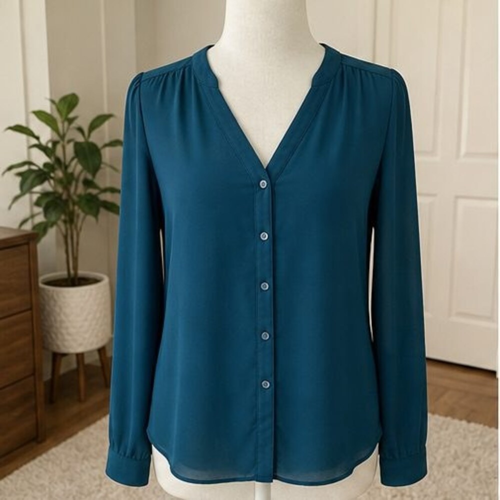 Teal Wrap Blouse